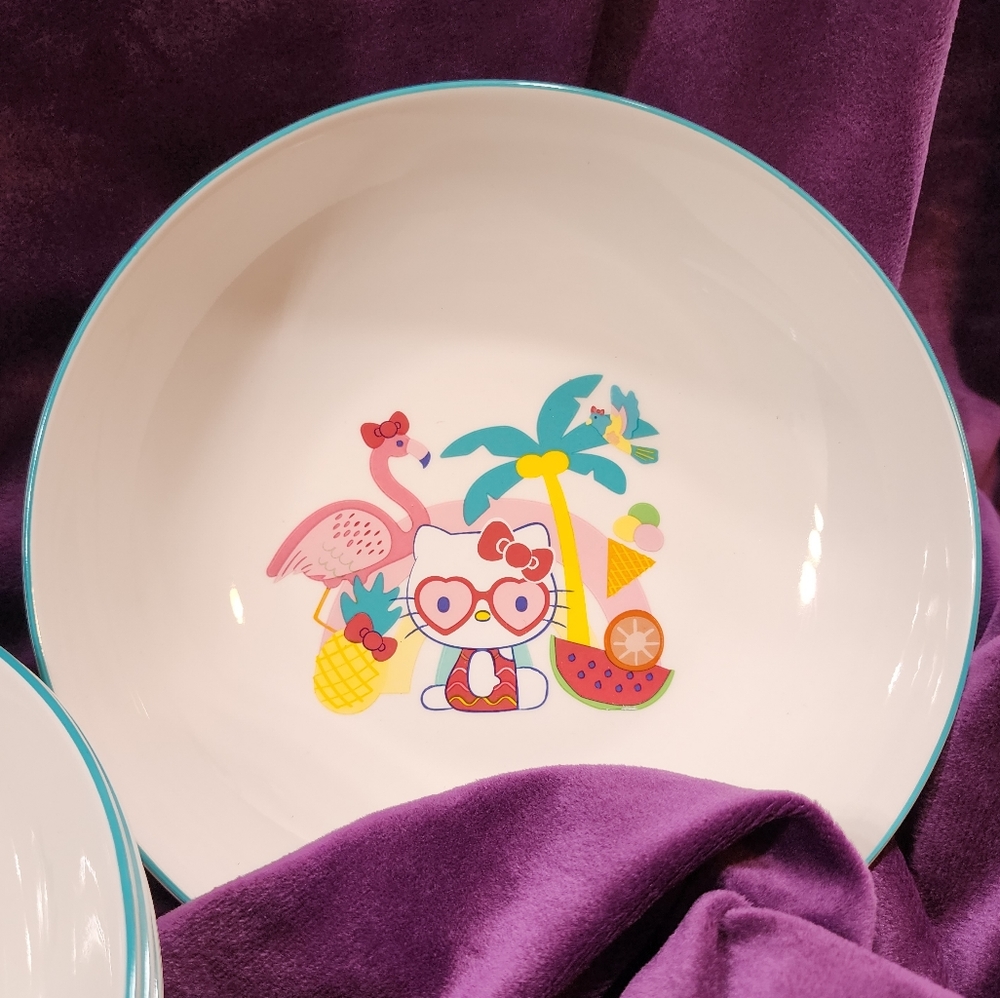 Hello Kitty Ceramic Salad Bowl with Flamingo and Palm Tree Set of 4